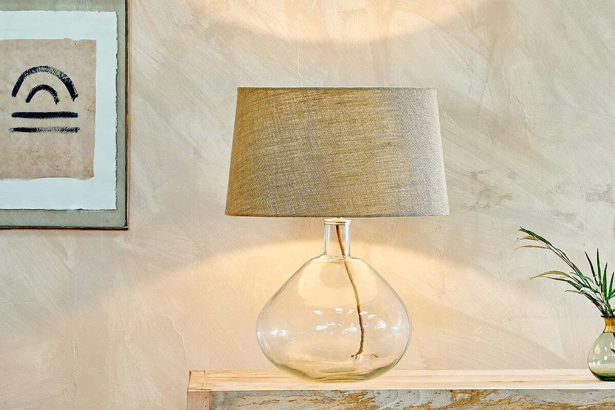 Baba Recycled Glass Lamp - Clear - Large Wide-LAMPS-Nkuku