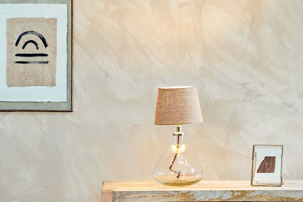 Baba Recycled Glass Lamp - Clear - Small Wide-LAMPS-Nkuku
