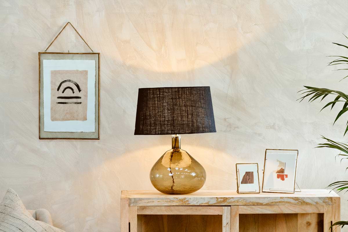 Baba Recycled Glass Lamp - Green - Large Wide-LAMPS-Nkuku