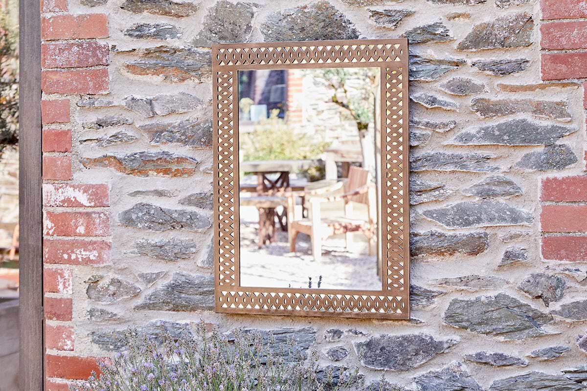 Bahula Decorative Outdoor Mirror - Rust-MIRRORS-Nkuku