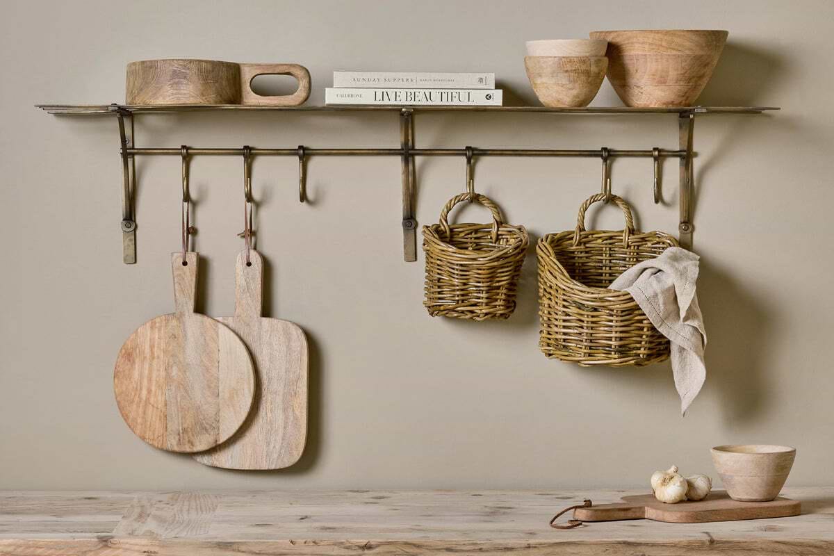 Basti Iron Storage Shelf - Antique Brass-STORAGE FURNITURE-Nkuku