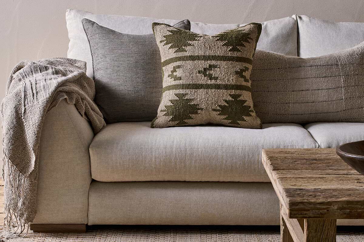 Bhumi Wool & Jute Cushion Cover - Moss Green-TEXTILES-Nkuku