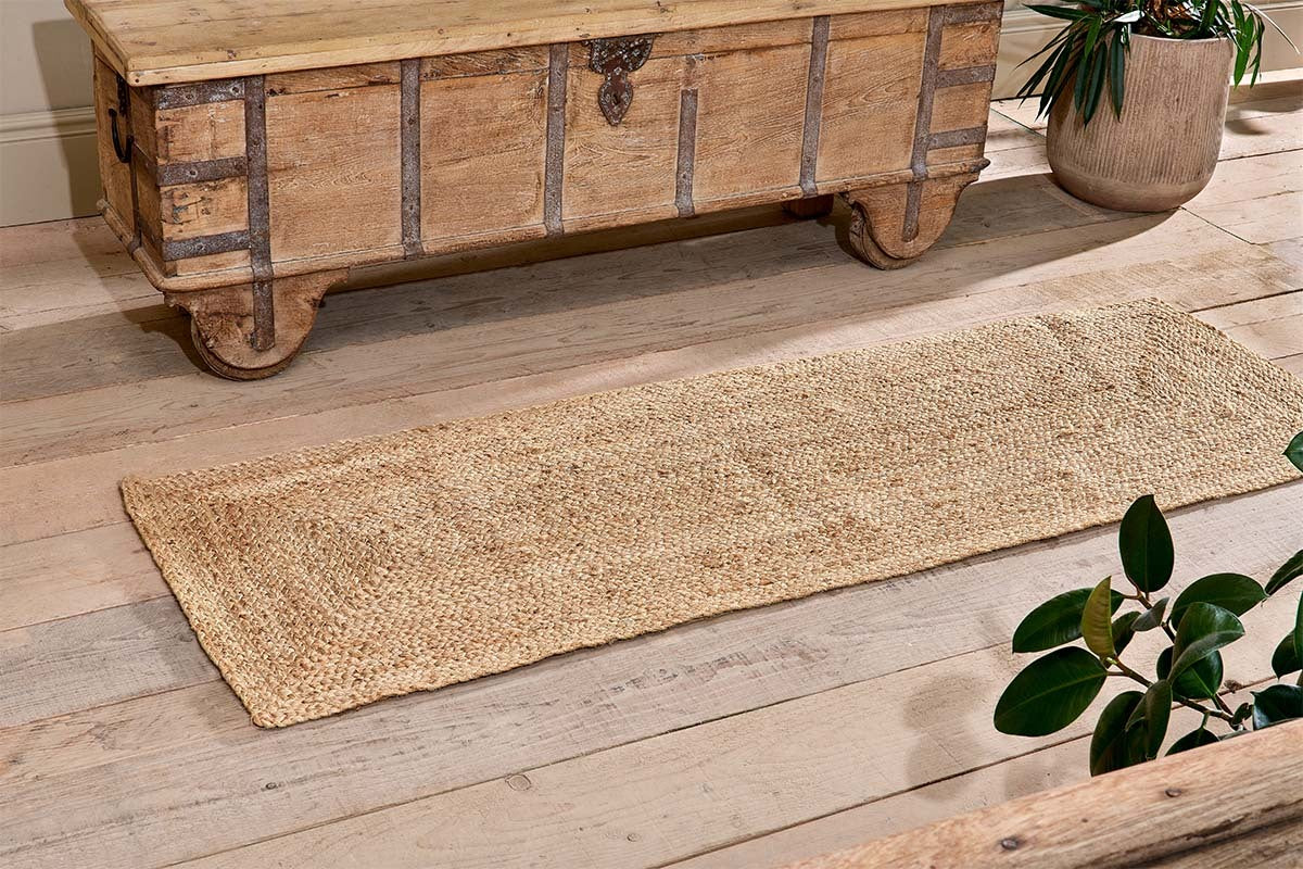 Braided Hemp Floor Runner-RUGS-Nkuku