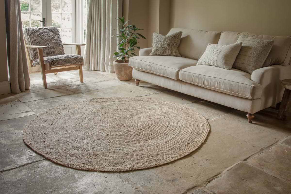 Braided Hemp Rug - Round-RUGS-Nkuku