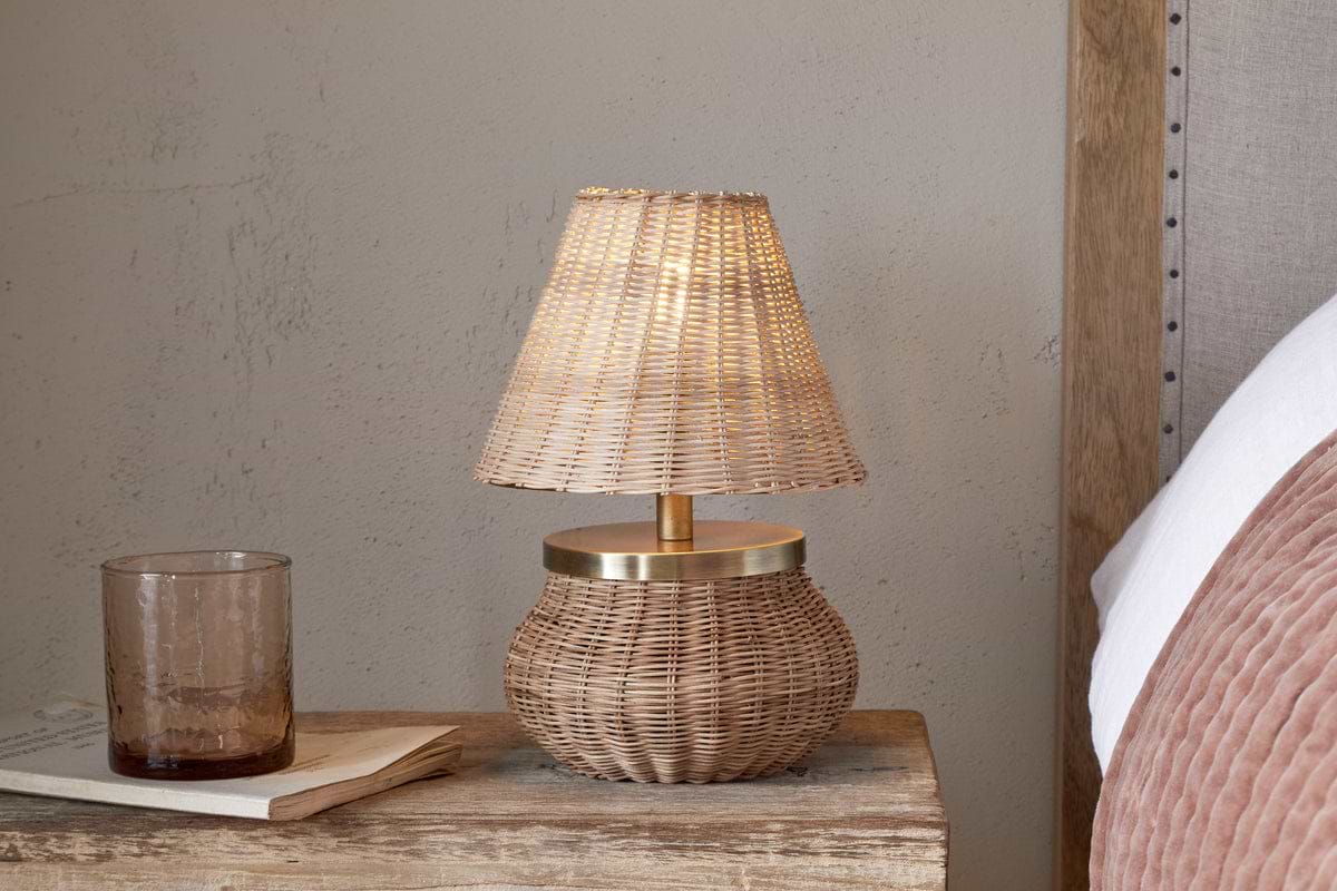 Cija Rattan Table Lamp - Natural-LAMPS-Nkuku