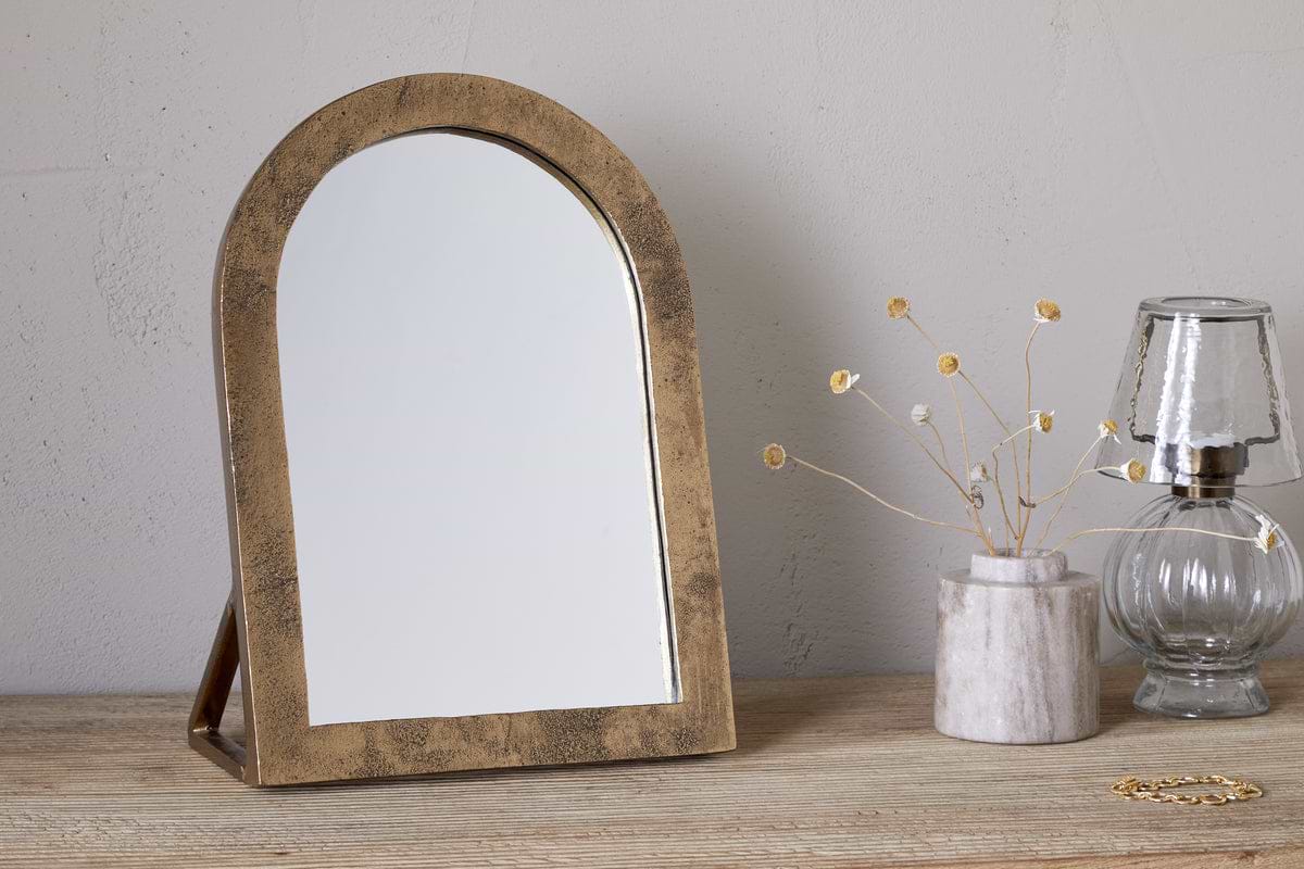 Cayce Cast Aluminum Vanity Mirror - Antique Brass-MIRRORS-Nkuku