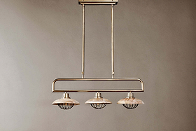 Chakai Mango Wood Pendant Lamp - Natural & Antique Brass