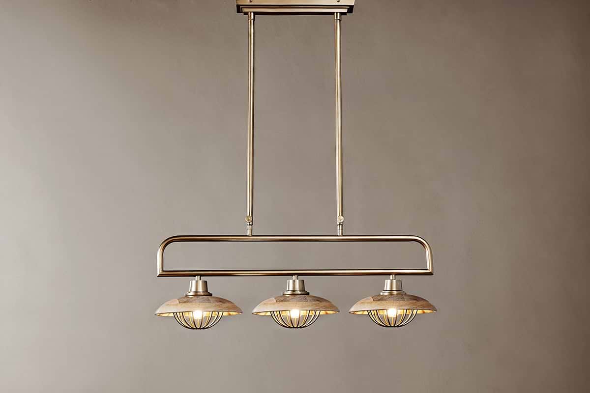 Chakai Mango Wood Pendant Lamp - Natural & Antique Brass-LIGHTS-Nkuku