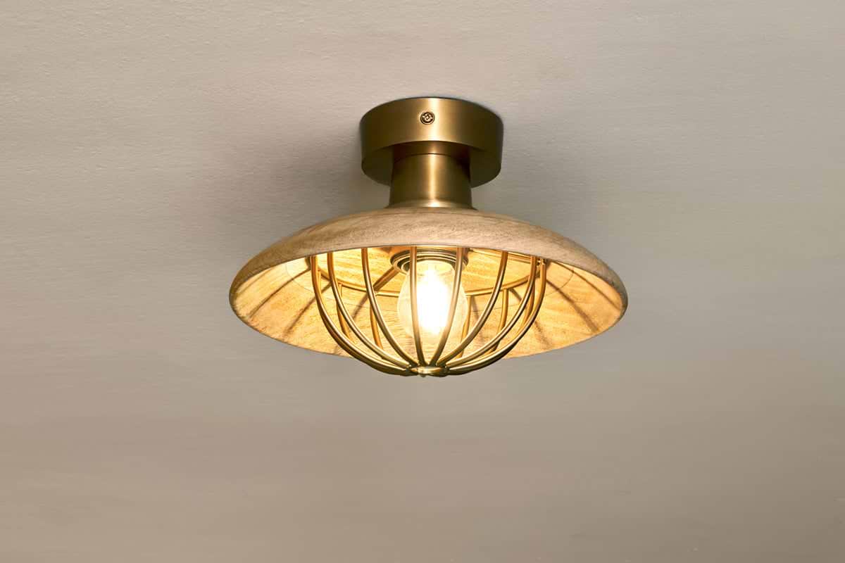Chakai Wood & Metal Flush Ceiling Light-LIGHTS-Nkuku