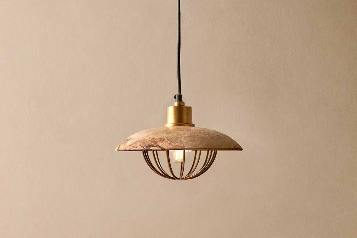Chakai Wood & Metal Pendant - Small-LIGHTS-Nkuku
