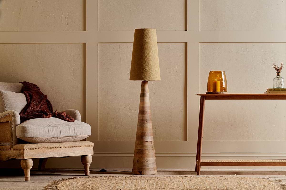 Chameli Tapered Mango Wood Floor Lamp
