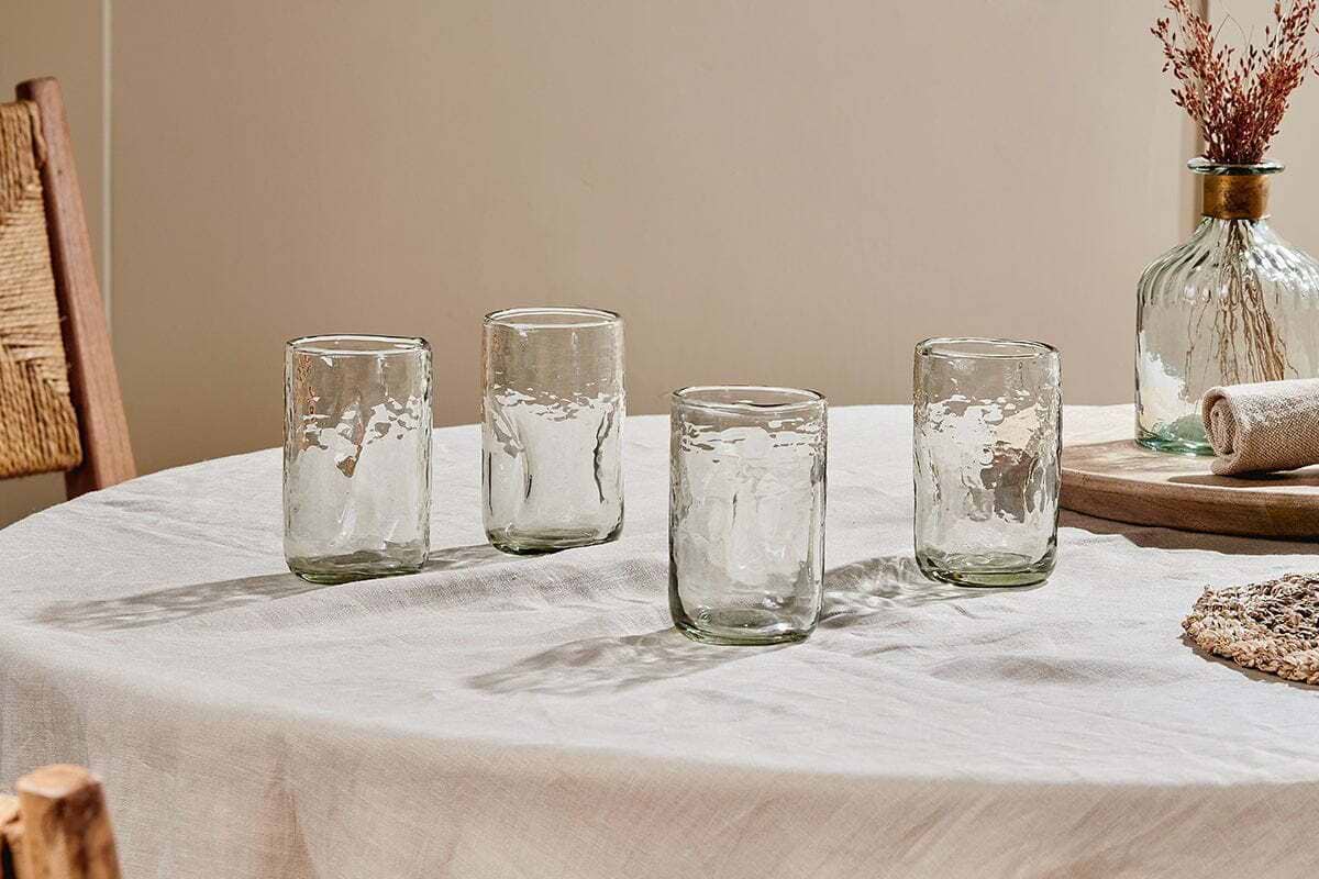Chandani Tumbler Tall - Clear - (Set of 4)-GLASSWARE-Nkuku