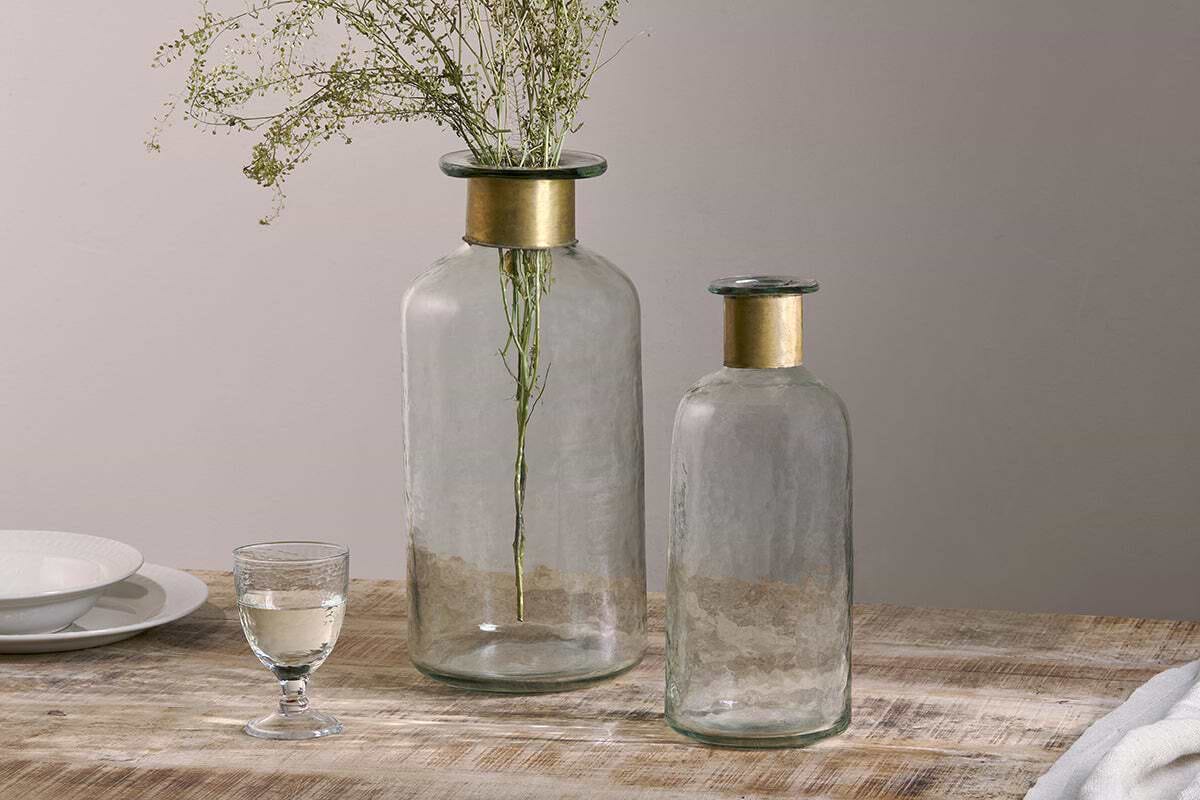 Chara Hammered Bottle - Hammered-VASES & PLANTERS-Nkuku