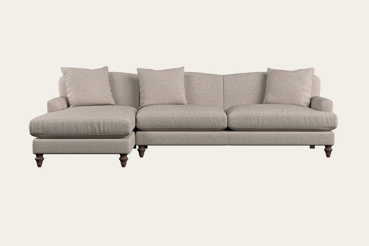 Deni Grand Left Hand Chaise Sofa - Brera Linen Natural-MAKE TO ORDER-Nkuku