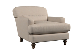 Introducing the Deni Large Corner Sofa by Nkuku, upholstered in Brera Linen Espresso. This spacious corner sofa features a generous cushioned seating area, supportive rectangular backrests, and padded arms, all finished in soft linen for a cozy feel. It stands on four sturdy dark wooden legs—two turned in a classic style—reflecting timeless British craftsmanship. The overall design is simple, modern, and exceptionally comfortable.