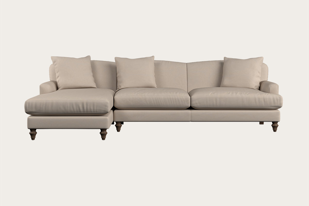 Deni Grand Left Hand Chaise Sofa - Recycled Cotton Natural