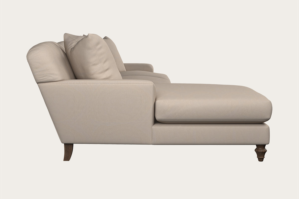 Deni Grand Left Hand Chaise Sofa - Recycled Cotton Natural