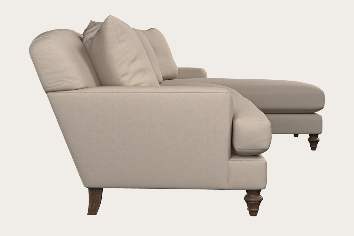 Deni Grand Right Hand Chaise Sofa - Recycled Cotton Natural