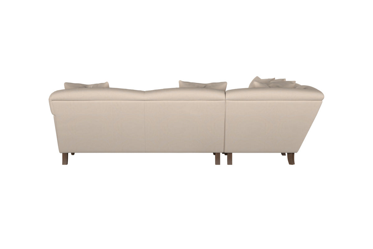 Charcoal Brera linen large footstool by Nkuku, featuring contemporary design with clean lines, washed linen upholstery, and four wooden legs. The footstool is seen from the back against a plain white background.