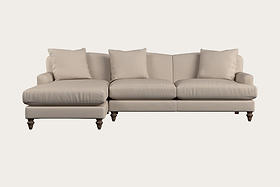 Deni Large Left Hand Chaise Sofa - Recycled Cotton Natural-MAKE TO ORDER-Nkuku
