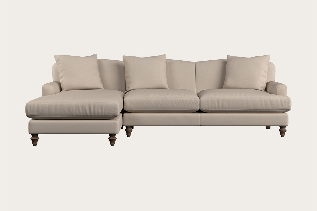 Deni Large Left Hand Chaise Sofa - Recycled Cotton Natural