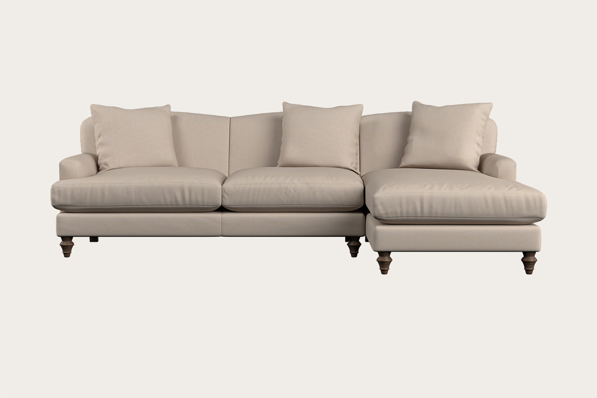 Deni Large Right Hand Chaise Sofa - Recycled Cotton Natural