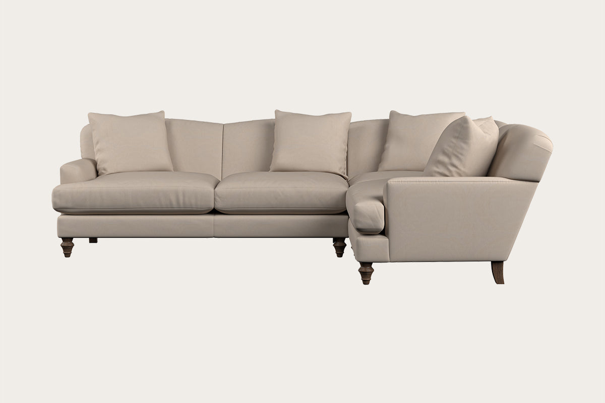 Deni Large Left Hand Corner Sofa - Recycled Cotton Natural-MAKE TO ORDER-Nkuku