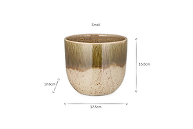 Almeida Reactive Glaze Plant Pot - Olive & Natural