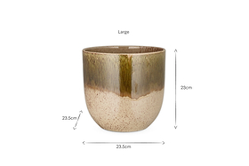 Almeida Reactive Glaze Plant Pot - Olive & Natural