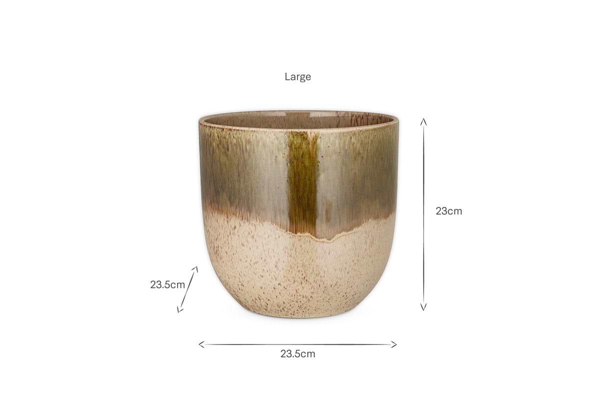 Almeida Reactive Glaze Plant Pot - Olive & Natural