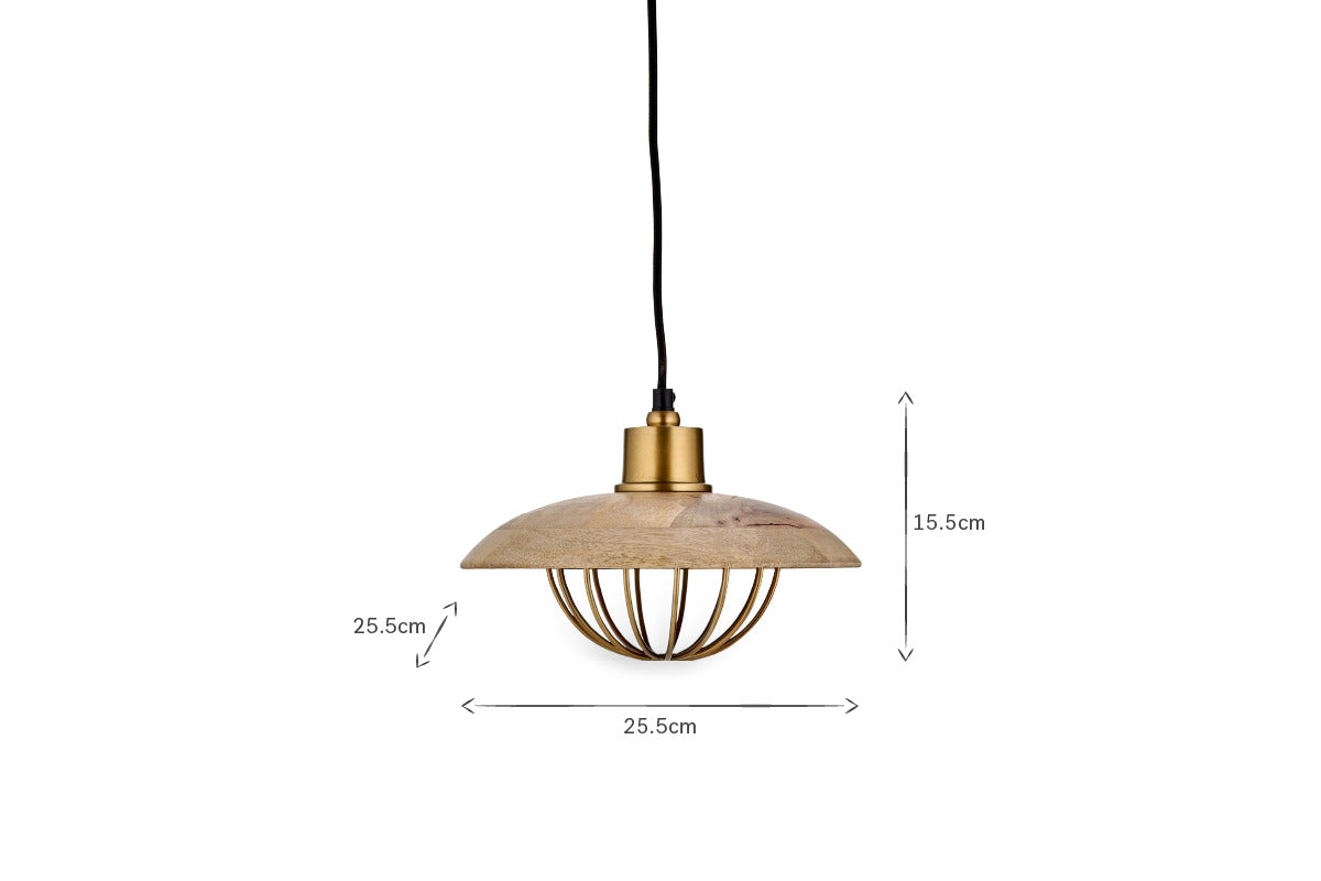 Chakai Wood & Metal Pendant - Small-LIGHTS-Nkuku