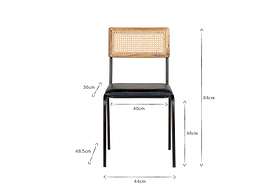 Iswa Leather & Cane Dining Chair - Black