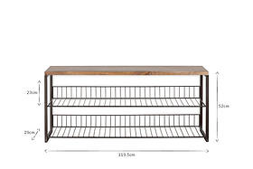 Kiyoma Iron & Wood Low Standing Shelves  - Natural