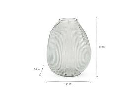 Linsy Ribbed Glass Vase - Clear