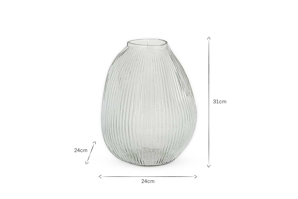 Linsy Ribbed Glass Vase - Clear