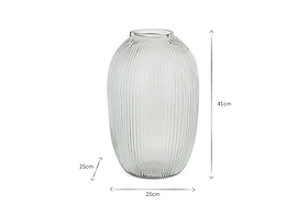 Linsy Ribbed Glass Vase - Clear