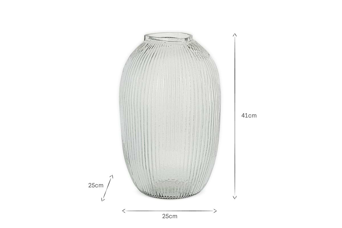 Linsy Ribbed Glass Vase - Clear