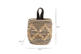 Mannu Cotton & Hemp Wall Hung Basket - Natural & Black