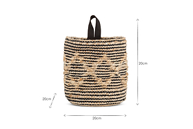 Mannu Cotton & Hemp Wall Hung Basket - Natural & Black