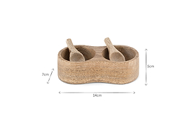 Milaku Mango Wood Salt & Pepper Server - Natural