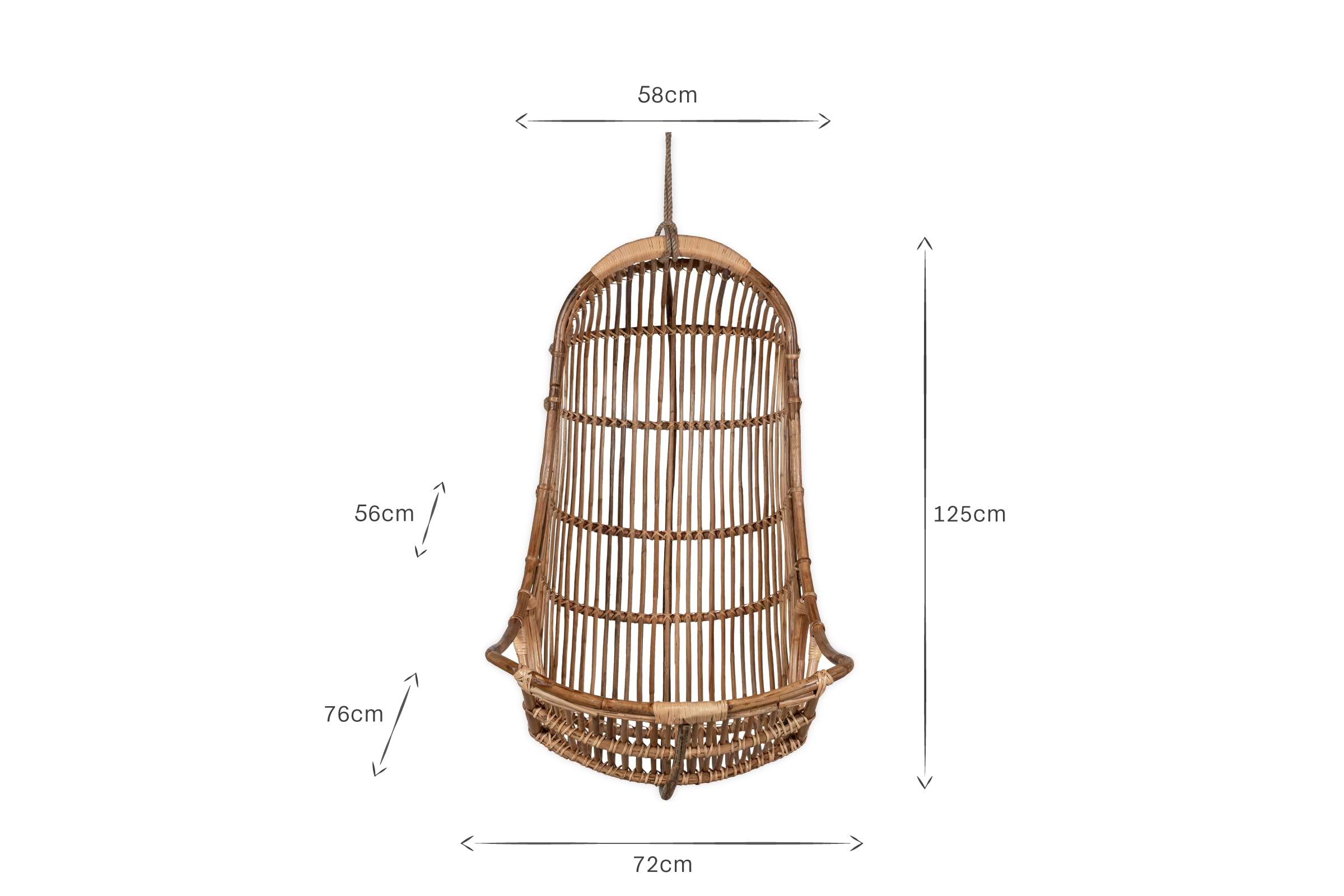 Nesari Rattan Hanging Chair - Natural