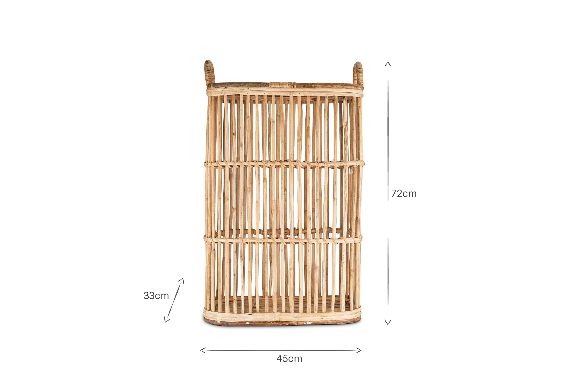 Rammi Rattan Tall Laundry Basket - Natural-STORAGE-Nkuku