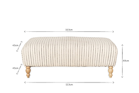 Sanja Stripe Upholstered Ottoman - Off White