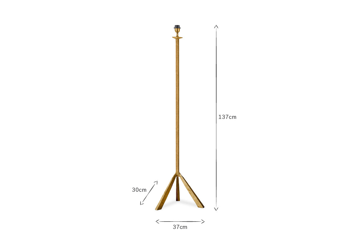 Sahhil Metal Tripod Floor Lamp - Antique Brass-LAMPS-Nkuku