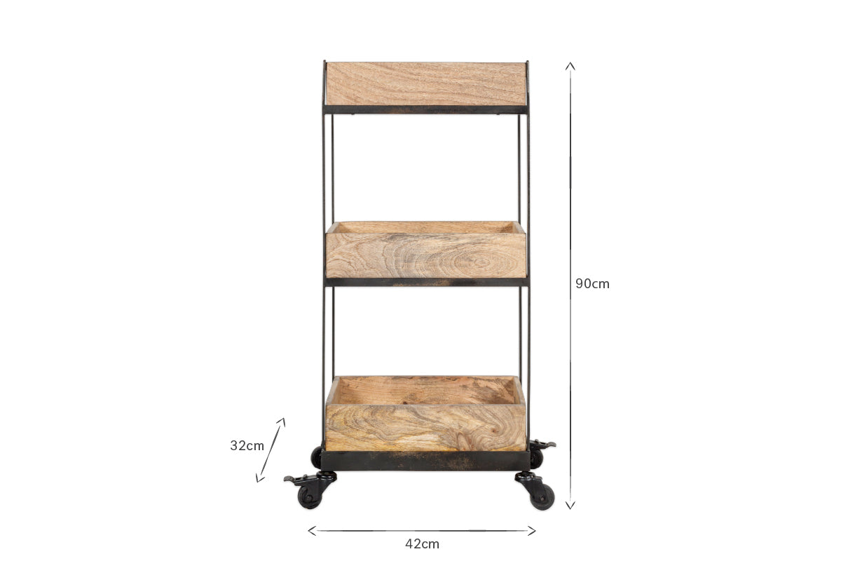 Soma Mango Wood Storage Trolley