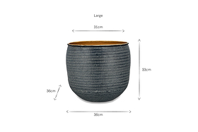 Tembesi Etched Planter - Antique Black & Brass