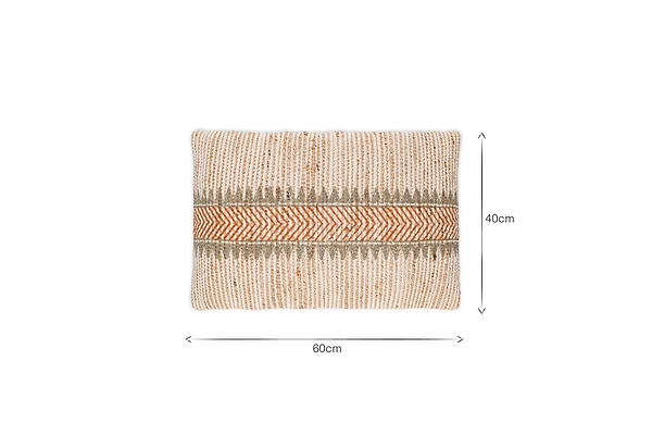 Zairya Jute & Cotton Cushion Cover - Natural & Rust
