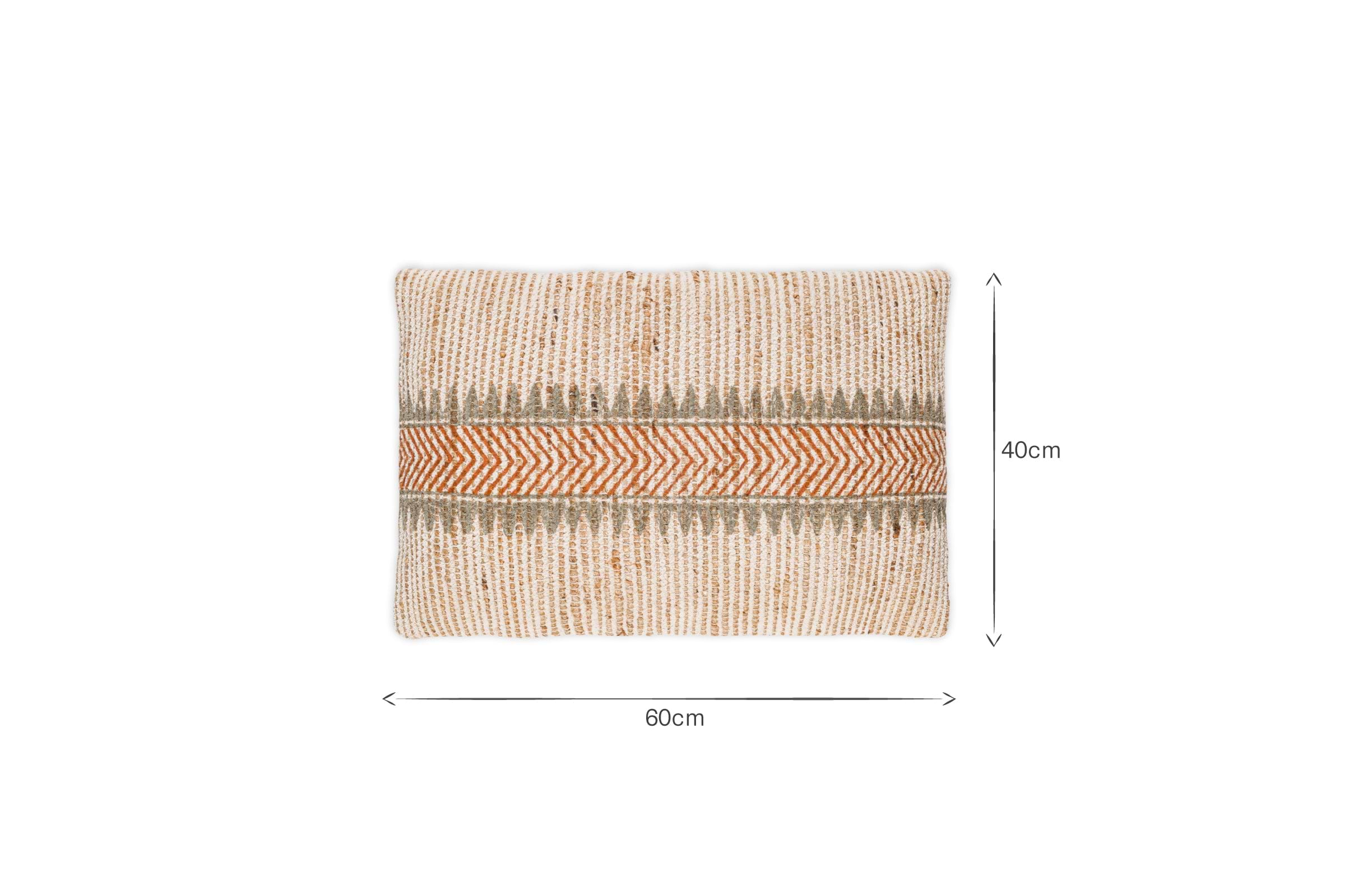 Zairya Jute & Cotton Cushion Cover - Natural & Rust