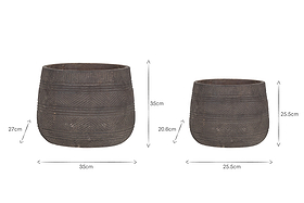 Zadie Etched Ceramic Planters - Grey - (Set of 2)