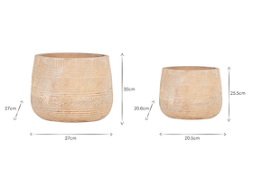 Zadie Etched Ceramic Planters - Neutral - (Set of 2)